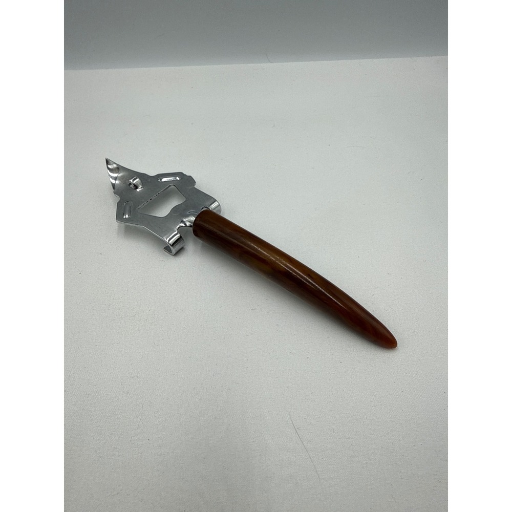 Bottle Can Opener with Butterscotch Bakelite Handle, Vintage Kitchen